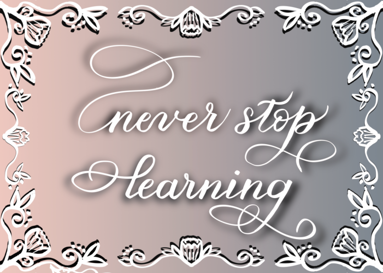 Never stop learning graduation card