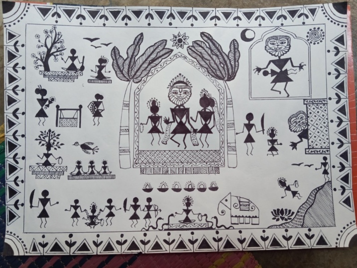 Sri narshimha story in warli painting