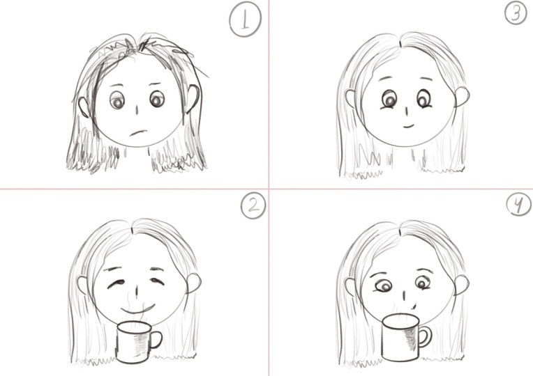 Before and after coffee
