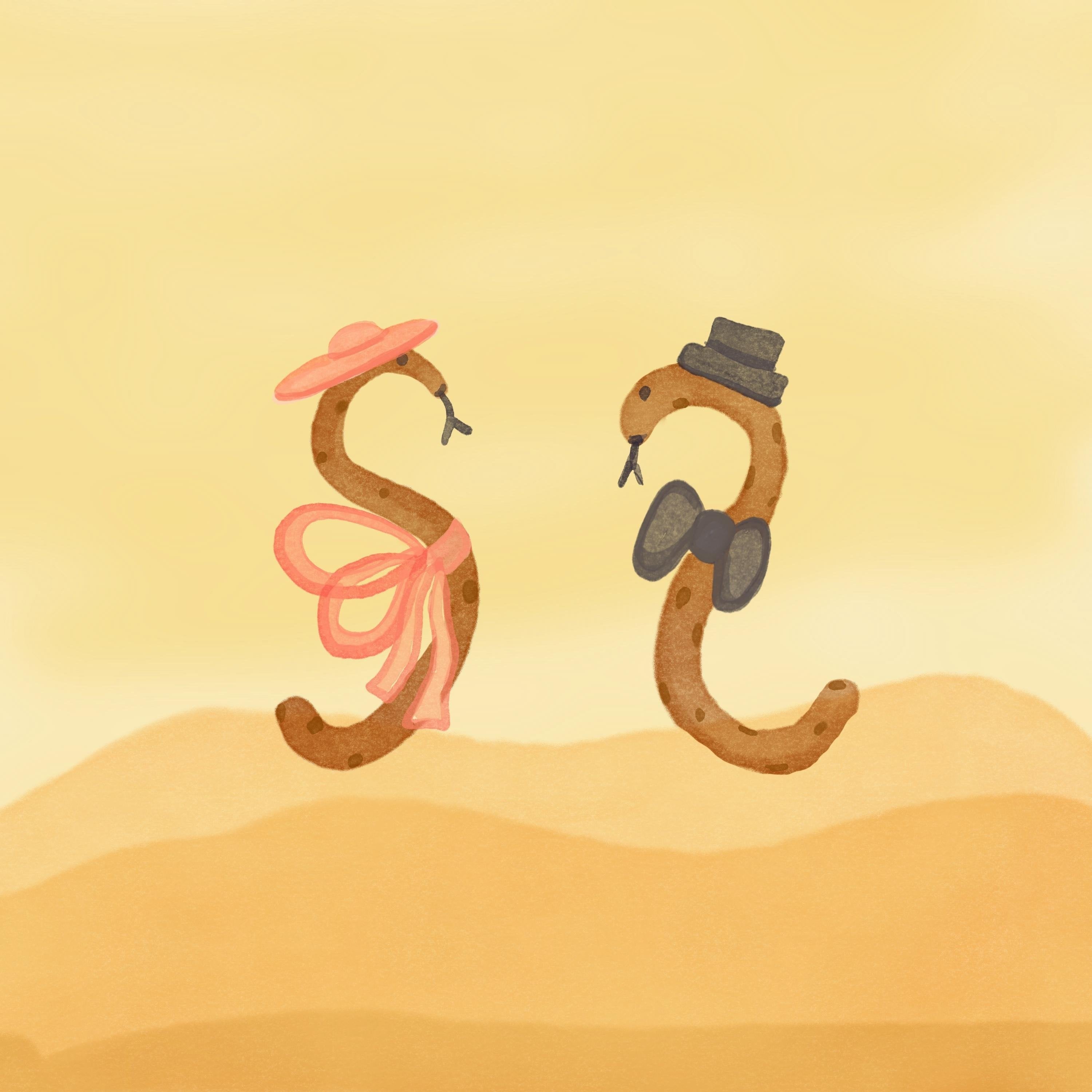 Snakes with Bows in Procreate - student project