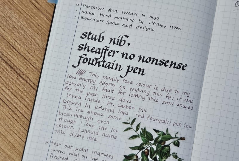 Trying italic nib fountain pen in my BuJo🖋️