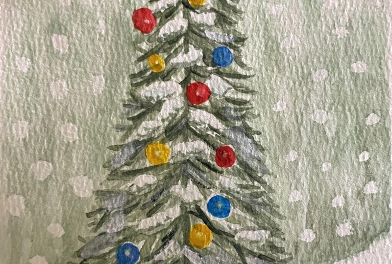 Snow-covered Christmas tree