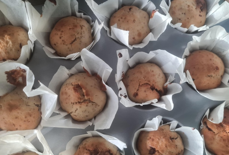Chocolate and orange muffins with chia seeds because I didn't have eggs