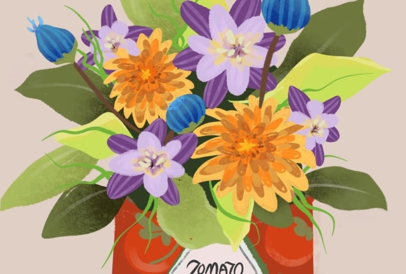 Flowers in Tomato Soup Can