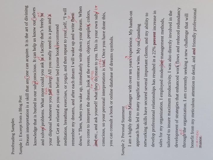 My Proofreading Samples