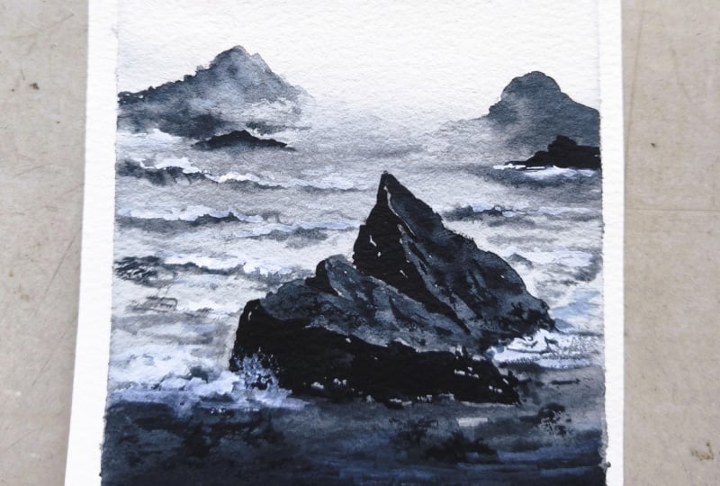 Monochrome watercolor challenge