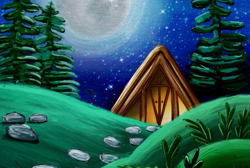 Log cabin - I could just go and sit on one of those little rocks for a while lol