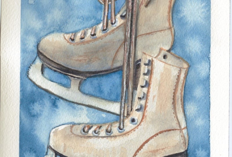 Watercolor Ice Skates