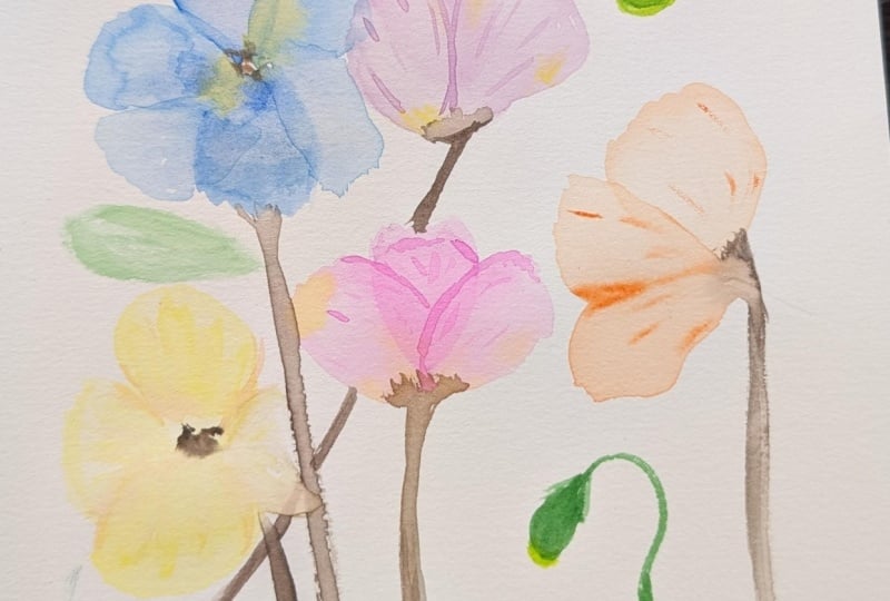 Beginner watercolor flower painting