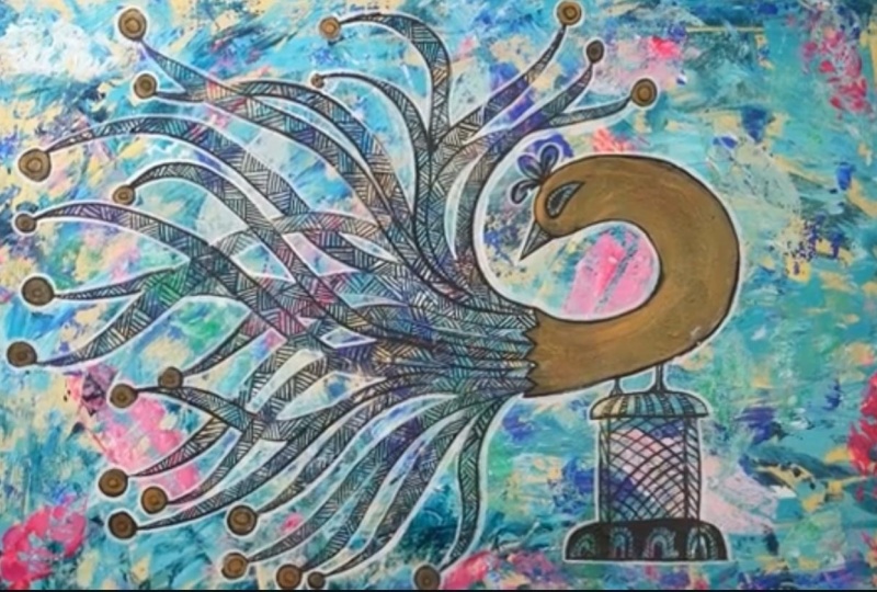 Peacock in Abstract Background