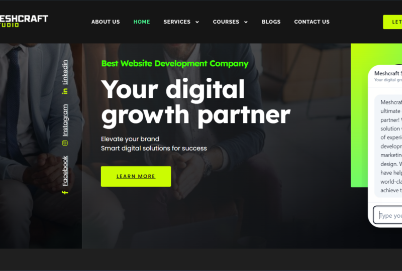 Company website first page