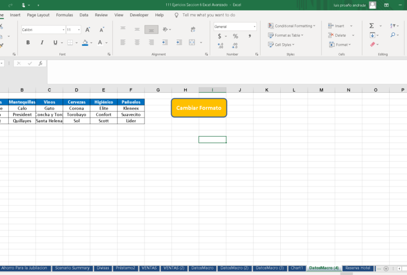 Guía de ejercicios de Excel Intermedio-Avanzado