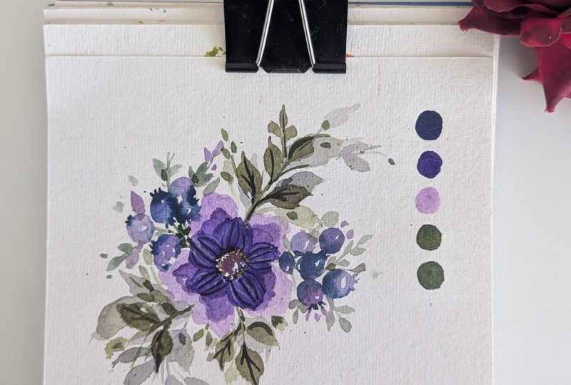 Beginner Friendly Simple Watercolor Floral Composition