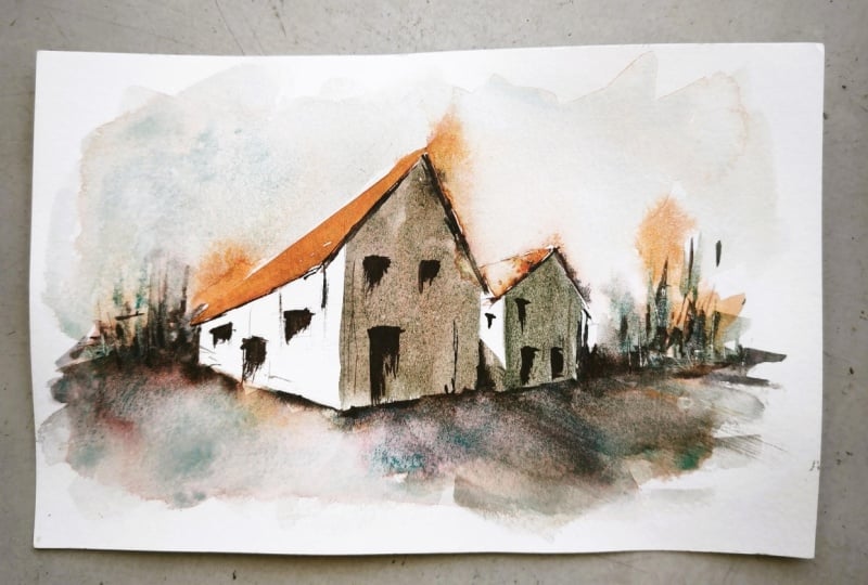 Simple Two Point Perspective in Watercolour