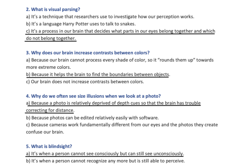 Psychology Quiz: Perception