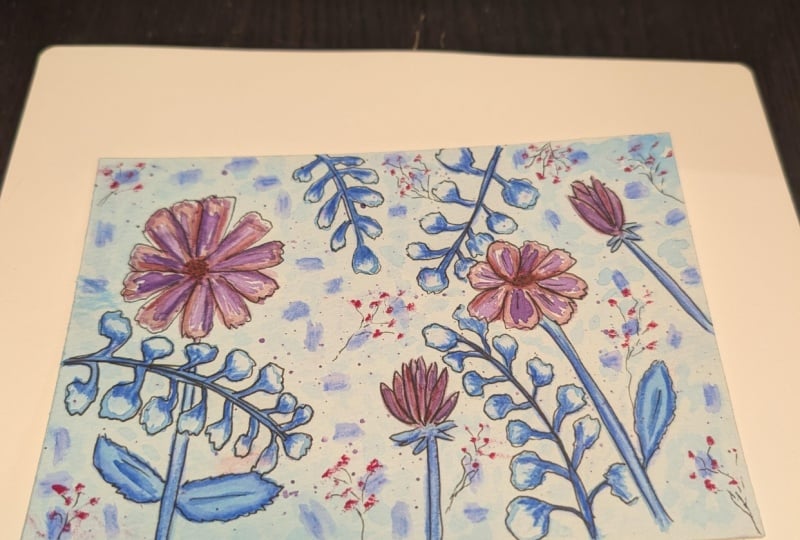 Watercolor flower postcard