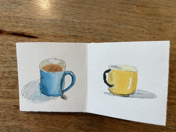 Cups and coffee maker