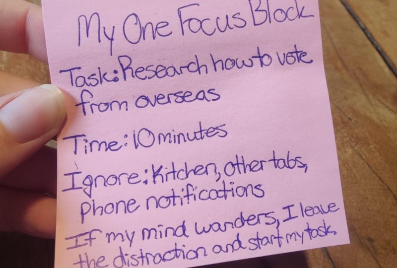 My One Focus Block