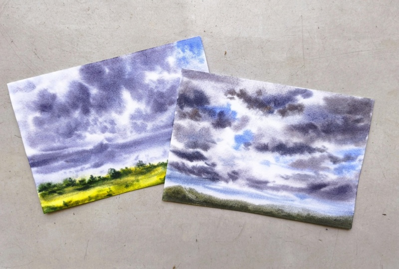 10-Minute Watercolor Cloudy Sky