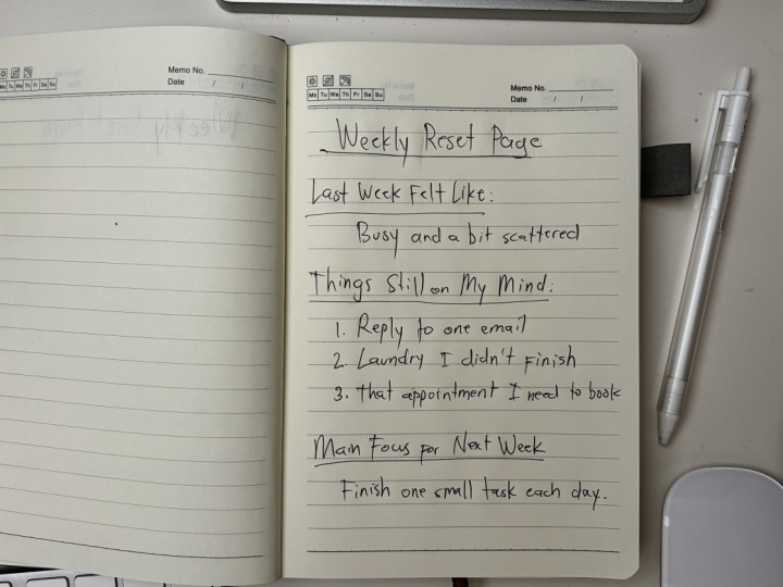 Weekly Reset Page