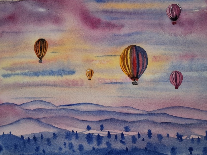 Hot air  balloon sunrise