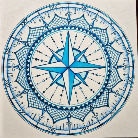 Mandala with Geometric Compass Star