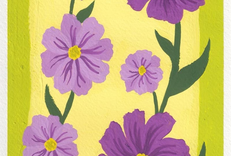 My Floral Painting in Split Complementary Colors
