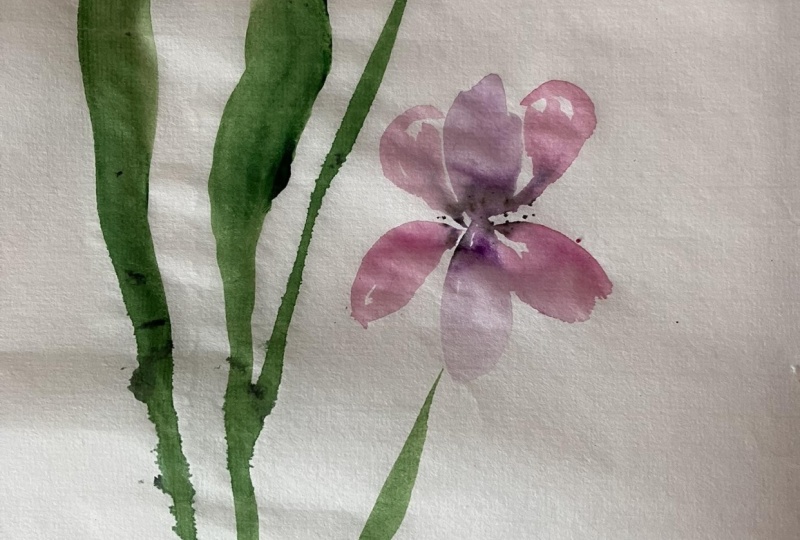 Orchid in Ink on Rice Paper
