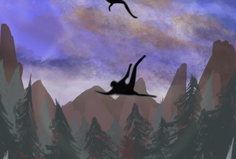 Men falling from the sky