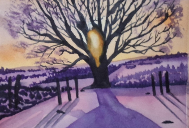 Sunset  winter  landscape