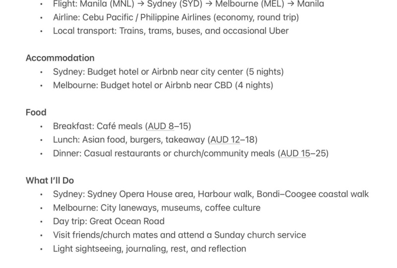Dream Trip Plan