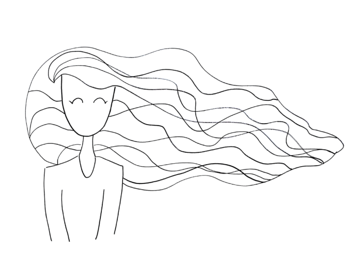 Wavy Hair - Coloring Page