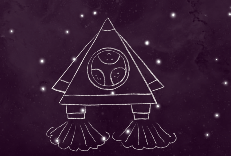 Procreate Dreams Animation. Rocket and visitors;)