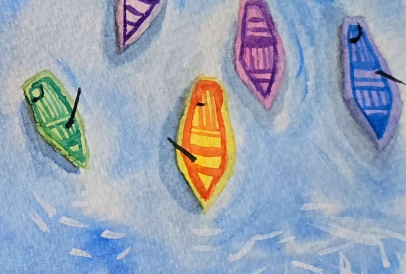 All 15 Summer beach paintings with watercolours