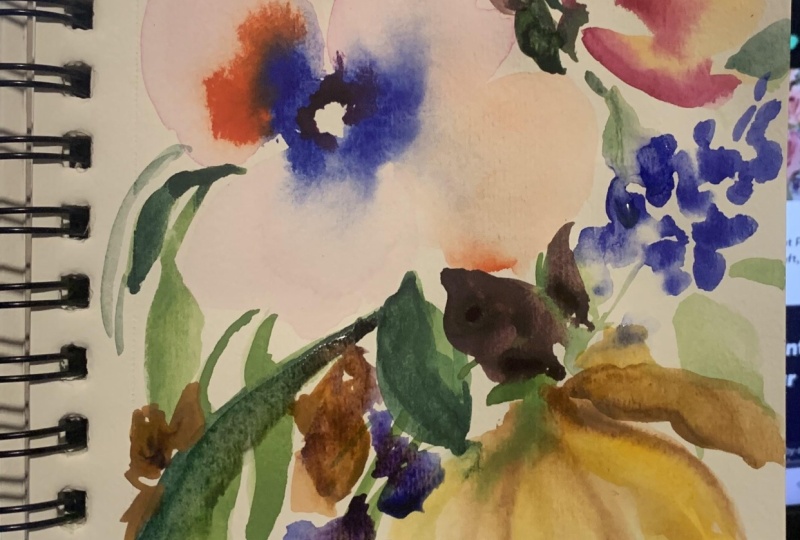 Loose watercolor floral practice