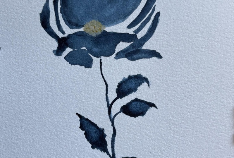 Monochrome watercolour flower