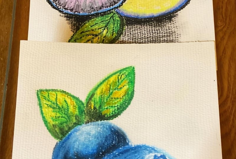 Oil Pastels-blueberries