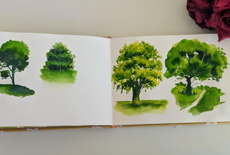Loose Watercolor Trees