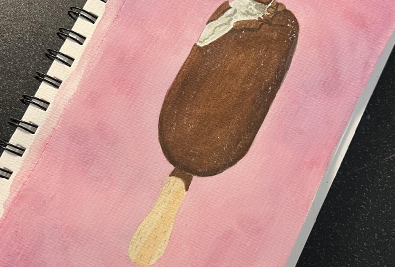 Chocolate Dipped Ice Cream Watercolor