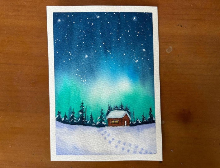 Winter magic with watercolors