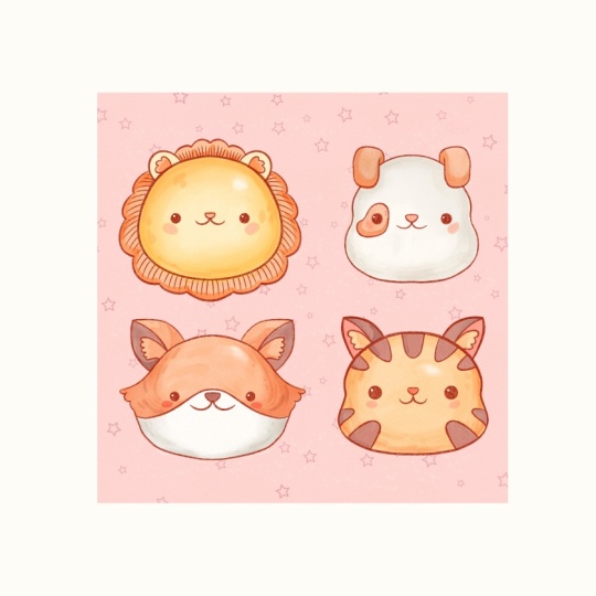 Kawaii watercolor animals