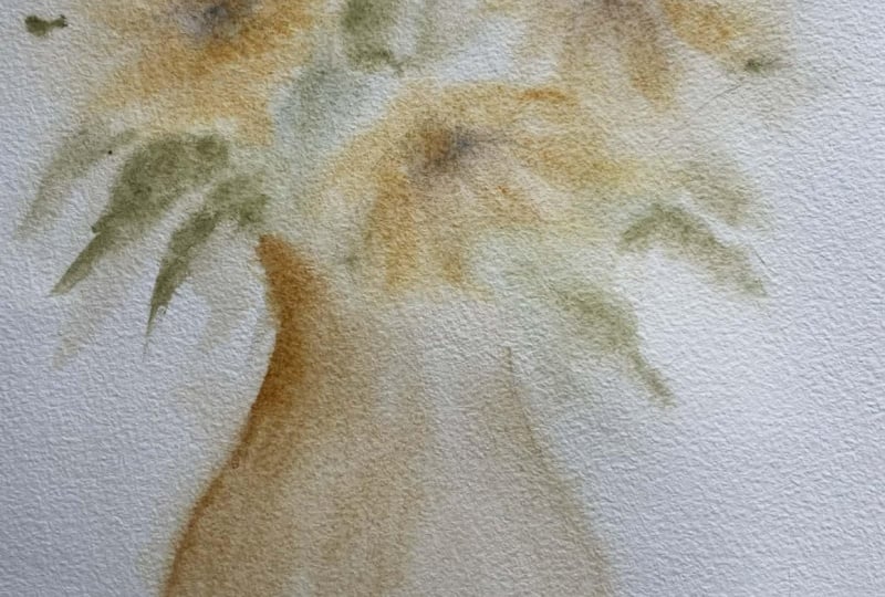 loose watercolor florals-sunflower painting