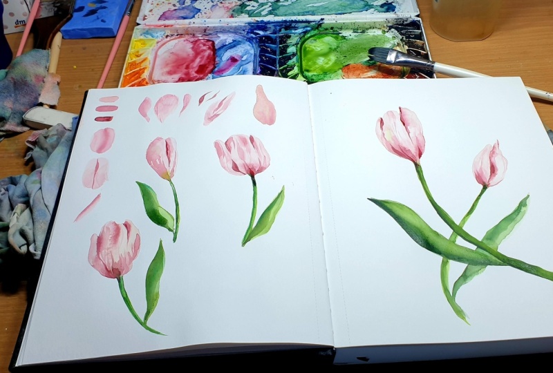Tulips in new sketchbook