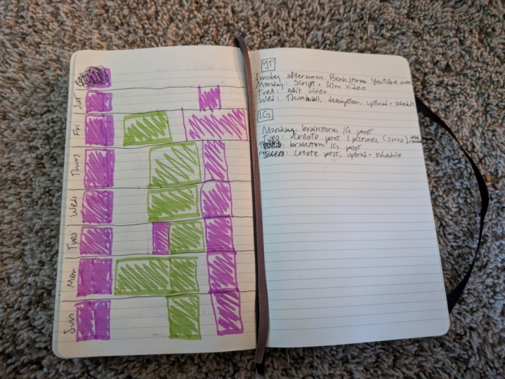 Content creation calendar