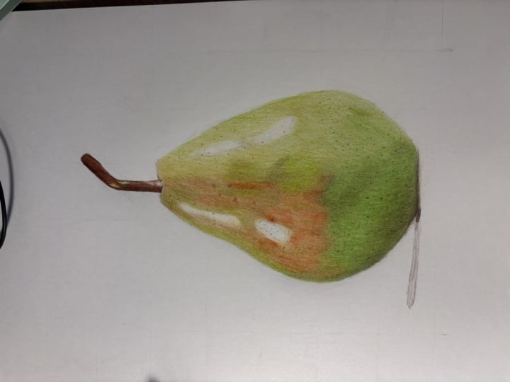 Pear in coloured pencils