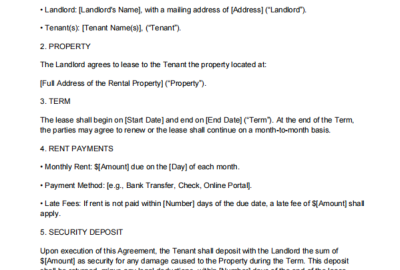 My version of a lease agreement