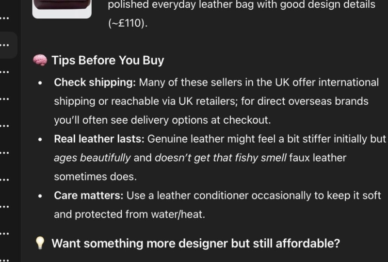 Leather bag brand suggestion