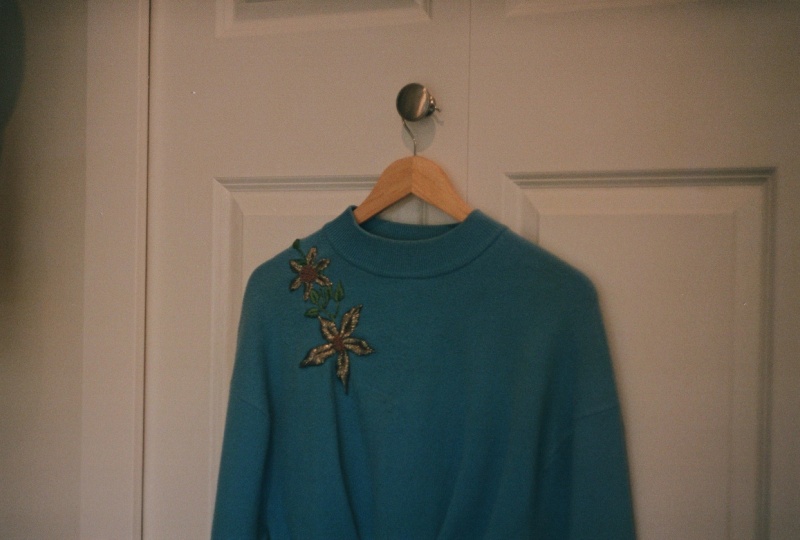 Added the Leaf Stitch to an Old Sweater