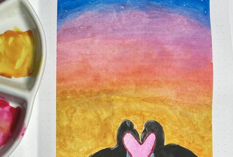 Valentine Flamingo Sunset
