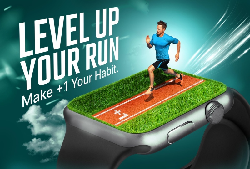 LEVEL UP YOUR RUN — Sports Watch Advertisement (Photo Manipulation)